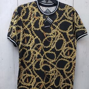 NWT**Trendy Decorative Chain Linked Print Pattern Shirt